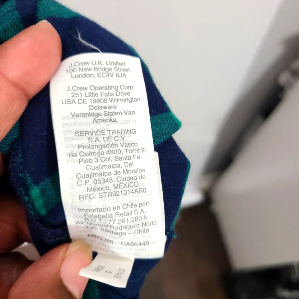 J‎ Crew Women's Medium M Blue and Green Buffalo Check Shirt 1/4 Button Up